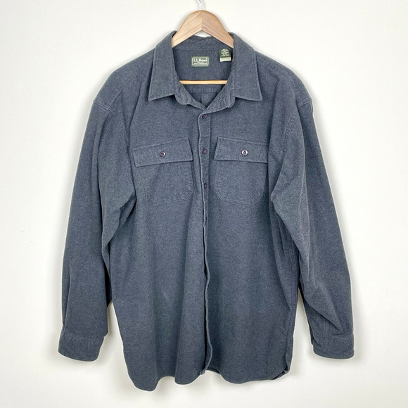 LL Bean Mens‎ Long Sleeve Chamois Shirt Size XXL Gray Gorpcore Classic Outdoors - Picture 1 of 7